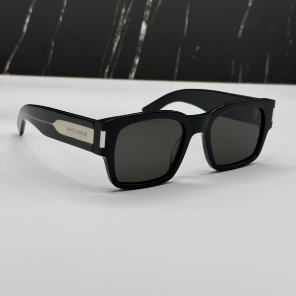 NEW SL617 001 SAINT LAURENT SQUARE SL 617 001 BLACK UNISEX SUNGLASSES - Picture 4 of 11